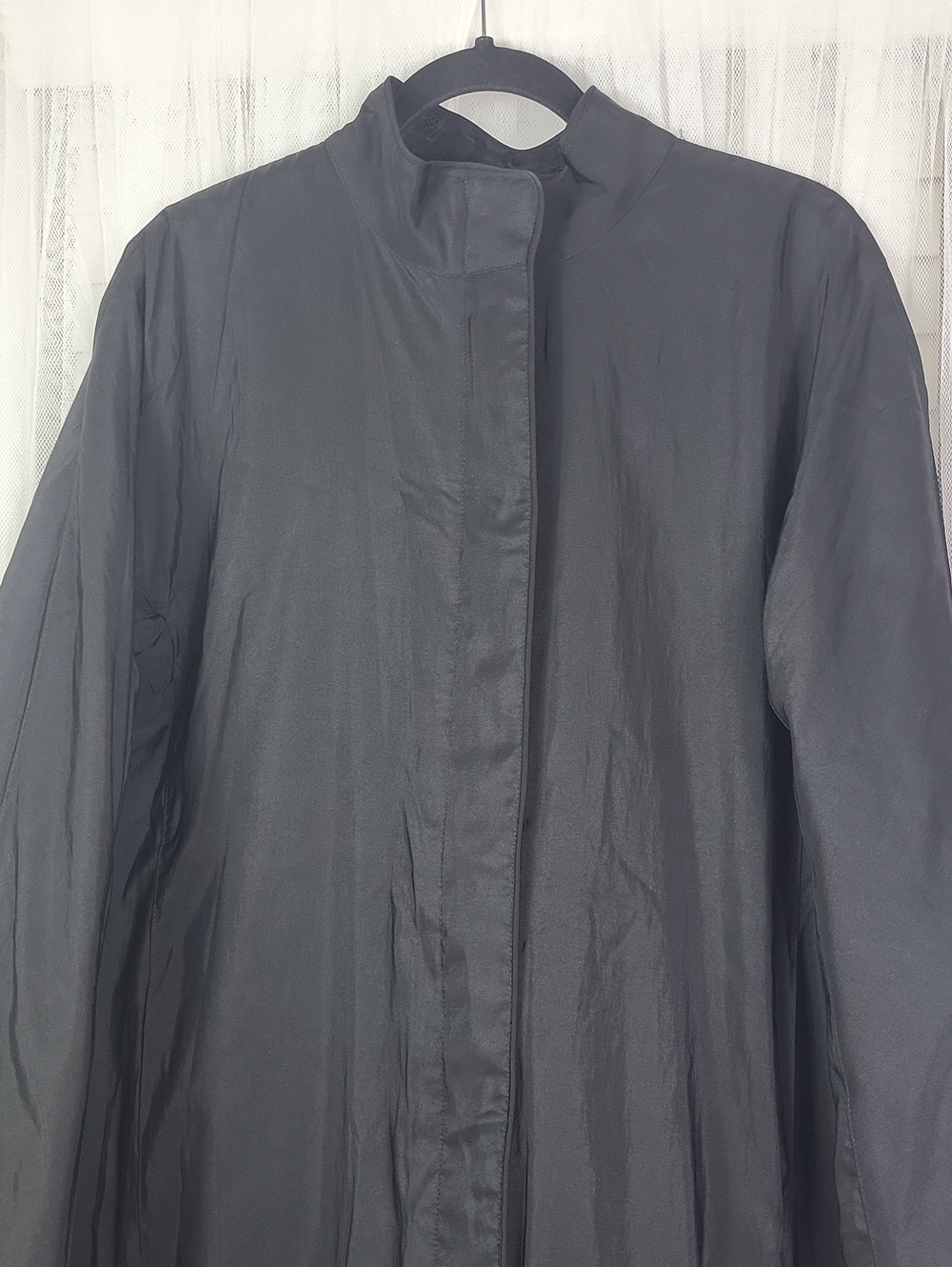 Mycra Pac Black Textured Reversible Long Trench Coat. Size M/L - Picture 10 of 11